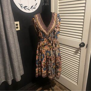 Angie Mini Dress Womens Size 1X Floral Tiered Deep V-neck